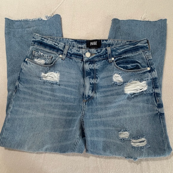 PAIGE Light Blue Distressed Boyfriend Jeans - Picture 3 of 15